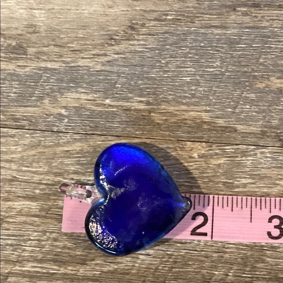 Artisan Swirl Glass Heart Pendant in Blue and Gold - Picture 5 of 5